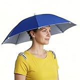 Chinmor 26' Umbrella Hat for Adults & Kids, Hands-Free Sun & Rain Protection, Lightweight UV-Blocking Fishing Headwear for Hiking, Gardening, Camping, Golf & Outdoor Work – Dark Blue