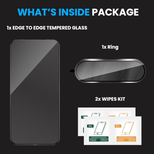 Image of FIRST MART Tempered Glass for Vivo X300 FE 5G with Black Camera Ring Guard & Installation Kit | HD Clear Edge-to-Edge Screen Protector, Scratch Resistant, Case-Friendly | Pack of 1