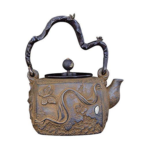 SMSOM Tetera de té, tetera de hierro fundido japonés, olla de té para té suelto, tetera de té de hierro fundido Caja…