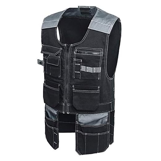 AUSZOSLT Men's Work Utility Vest Kangaroo Workwear Tool Vest for Carpentry Construction Blue L