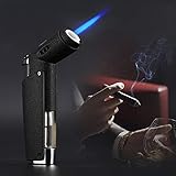 Jet Torch Cigar Lighter with Soft or Jet Flame Function and Butane Gas Visible Window, Fuel Refillable Windproof Cigarette Lighter