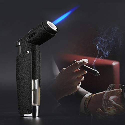 Yusud Jet/Soft Flame Torch Lighter Butane Fuel Refillable, Cool Pipe Lighter Windproof with Gas Visible Window, Unique Table Top Jet Lighters for Men