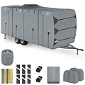 MuRealy Utility 18-20 Ft Travel Trailer RV Cover - Upgrade RV Cover for Snowproof Windproof Waterproof Rip-Stop, Camper Cover Anti-UV Heavy Duty RV Travel Trailer Cover with Windproof Straps