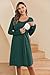 Ekouaer Women Maternity Nightgown Labor Delivery Nursing Gown Hospital Breastfeeding Dress Button Down Long Sleeve Sleepwear Lake Green S