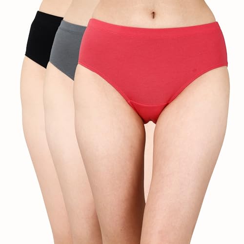 Image of SOIE Women High Rise Full Coverage Solid Colour Cotton Stretch Hipster Panty (Pack of 3)