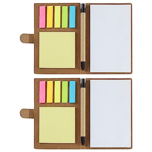 SWYSGS 2 Paquetes de Cuadernos en Espiral Con Portada de Papel Kraft, Bolígrafo, Pegatinas y Etiquetas de Índice de Color Marcadas - Cuaderno de Notas de Bolsillo Para Negocios