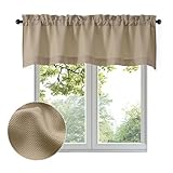 OWENIE Bob Valance Curtains 18 Inch Length 1 Piece, Faux Linen Slub Solid Camel Kitchen Valance for Bedroom Living Room, Farmhouse Soft Airy Rod Pocket Small Window Curtain, Each 60Wx18L Inch