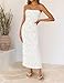 ZESICA Women's 2026 Summer Floral Strapless Maxi Sun Dress Bodycon Beach Vacation Wedding Guest Formal Cocktail Party Dresses, White, S
