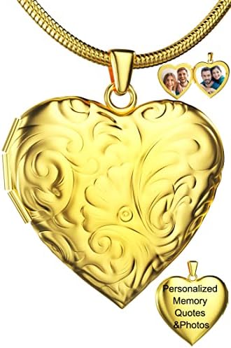 Fanery sue Personalized Heart Locket Necklace for Women That Holds Pictures Customizable Memory Photo Lockets Custom Any Photo Text&Symbols