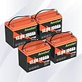 4 Pack 12V 100Ah LiFePO4 Lithium Battery,Group 24 Lithium Iron Phosphate Battery,100A BMS,Low-Temp,Lightweight,Fast Charging,Deep Cycle Rechargeable for RV,Off-Grid,Trolling Motor,