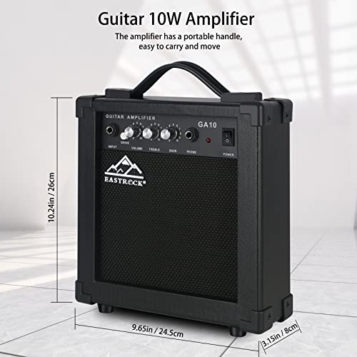 Eastrock E Gitarre Set E Guitar 39 Zoll Elektrogitarre mit Gitarre Tasche, Plektrum, Gurt, Instrumentenkabel, Ersatzsaiten, Geeignet für Anfänger und Erwachsene, E Gitarren Set in Schwarz