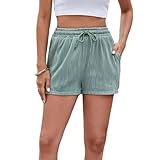 Women's Casual Drawstring Shorts Ladies High Waisted Textured Summer Lightweight Sweat Shorts with Pockets
