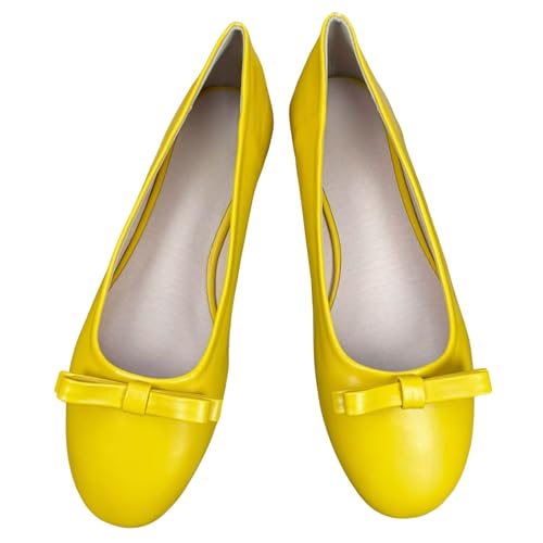 Stunner Red Round Toe Ballets Flats for Women Slip on Bowtie Casual Dressy Flat Shoes