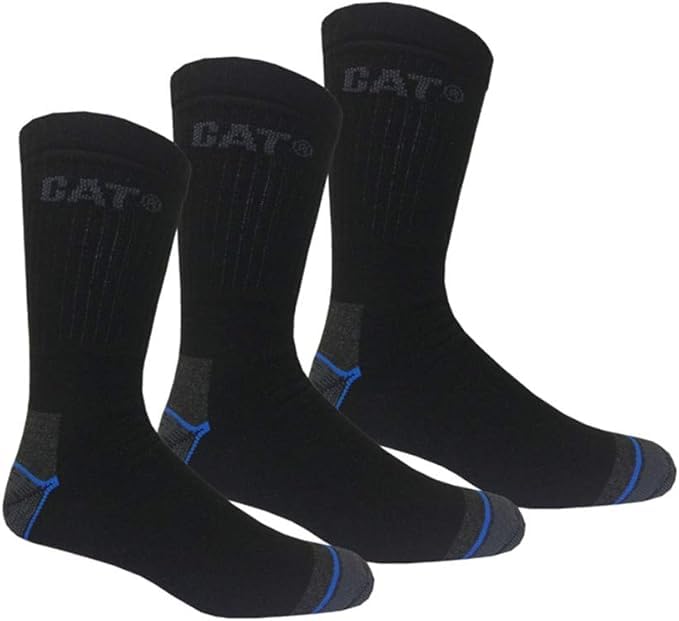 Caterpillar CAT Power&Cool Chaussettes de travail 6 | 9 | 12 paires en deux tailles 39-42/43-46 - Noir - 39-42