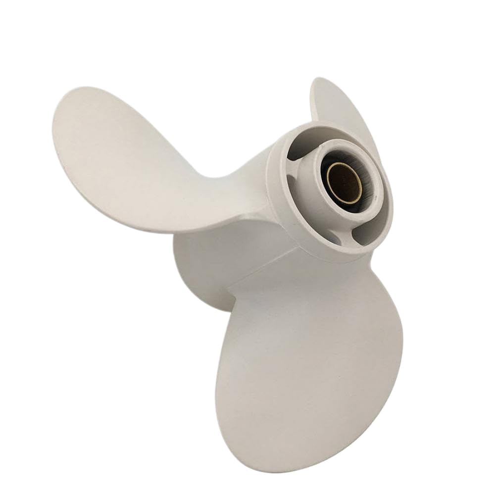 Elica In Alluminio Bianca 3 Pale 664-45945-00-EL 9 7/8 X 10 1/2 Pollici 10 Scanalature Rotazione R Compatibile Con Fuoribordo 20-30 HP