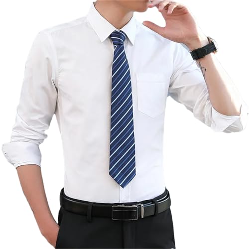 Chemise d'été boutonnée homme coupe droite manches longues blanc grande taille 3XL