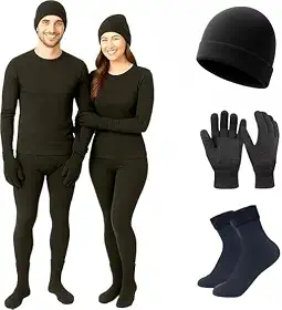 Kit Térmico de Inverno Segunda Pele, Conjunto com Roupa Térmica Flanelada, Luvas, Touca e Meias Peluciadas