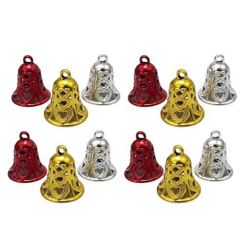 Image of Crackles Merry Christmas Bells (Set of 12) shiny Bells | Christmas Tree Decoration Items | Xmas Gifts Ornaments Props Decorations, Christmas Party Decoration