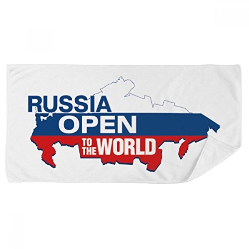 Serviette Russie mappemonde drapeau multicolor 35x70cm en tissu doux - 2