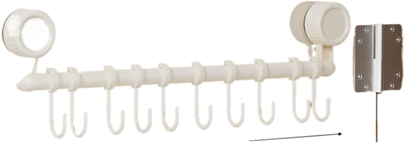 免打孔轨道壁挂勾可滑动橱柜挂钩强力厨房排钩多功能钩子长排钩-升级款【1个装】哑白色（10挂钩）