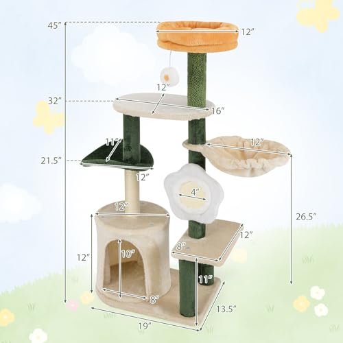 PETSITE Cat Tree Flower 45 in Multi Nivel miniatura 3