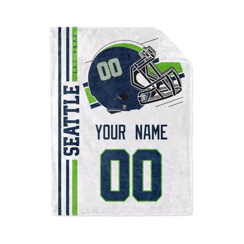 Image of Seattle Throw Blanket Custom Name and Number Personalized Gifts for Men and Women