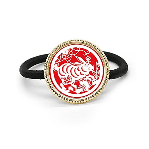 Tocado de metal plateado con grabado artístico de conejo zodiacal