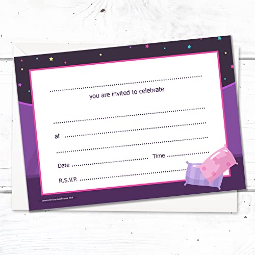 Olivia Samuel 20 x Pyjama Party Invites from A6 Double Sided Cards with Envelopes, Purple, 105 x 148mm - Image 4