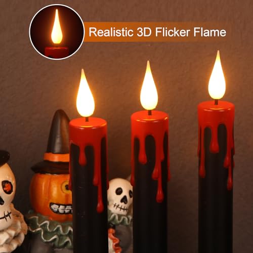 Image of Halloween LED Flameless Taper Candles Battery Operated with Remote Timer