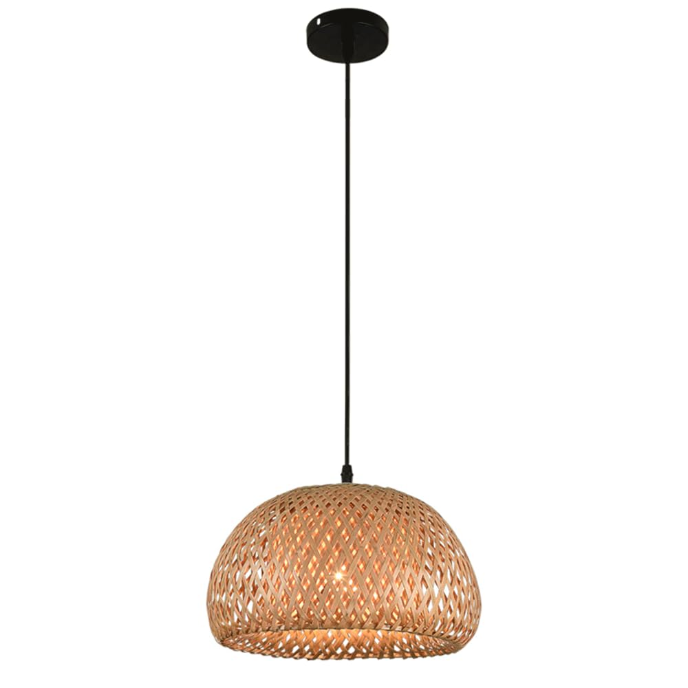 Lámpara de techo de bambú rústica para iluminar y decorar cafeterías 8