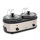Quest 2 Pot Double Slow Cooker / 2 x 1.5 Litre Ceramic Pots / 3 Heat Settings Including Food Warmer Function/Dishwasher Safe Bowls / 200W Power (16529)