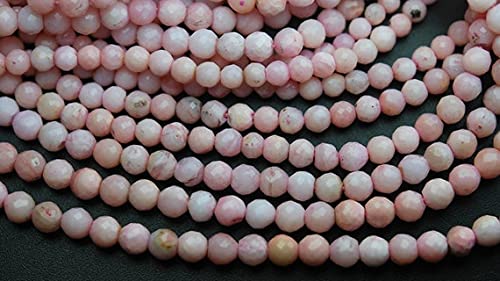 LKBEADS Full 13 inch Strand of Machine Cut PINK OPAL Micro Faceted Round Rondells,3.5-4mm size