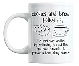 Tasse à café et thé humoristique avec politique de cookies et infusion, 325 ml