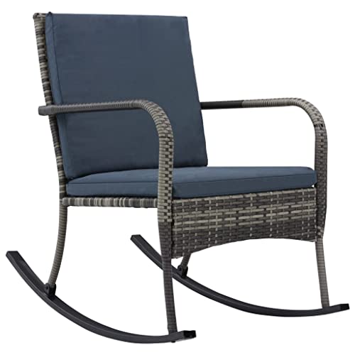 Qnhdfrt Chaise à Bascule de Jardin en Résine Tressée Anthracite - Fauteuil à Bascule Ergonomique Intérieur et Extérieur pour Salon, Patio ou Balcon avec...