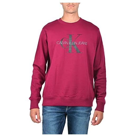 Calvin Klein - Tröja - Sweatshirt Män - Svart Sweatshirt Män - CK Toppar Män - Herr Monogram Reg Crew Neck Tröja, Mörk Clove/Svart, XL