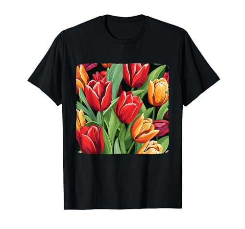 Flores de tulipán frescas para los amantes de las plantas y la Camiseta