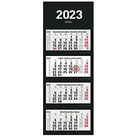 herlitz 4 Month Wall Calendar 2023-33 x 87.5 cm - Pack of 1 Cover