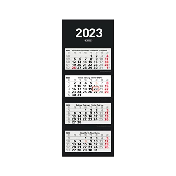 herlitz 4-Monats-Wandkalender 2023, 33 x 87,5 cm, 1 Stück (3 Stück)