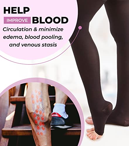 Image of ITA-MED Unisex Microfiber Compression Stockings - 25-35 mmHg, Thigh High, Open Toe