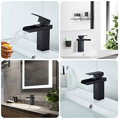 Robinet cascade noir pour lavabo de salle de bain moderne