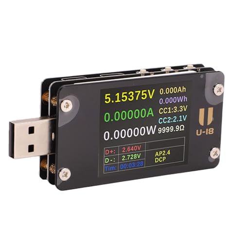 Probador USB digital a color Gonetre para medir voltaje y corriente de cargadores Tipo C