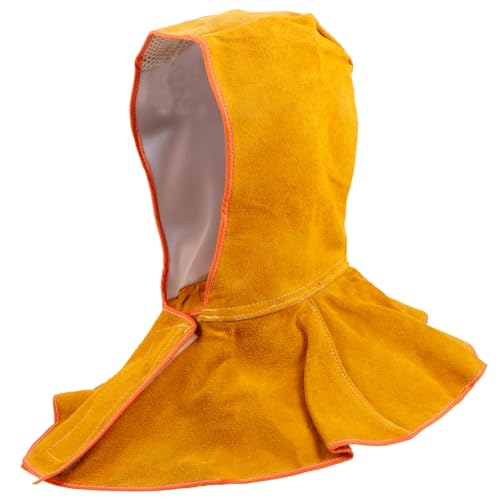 WOONEKY 溶接用保護帽 難燃性頭部保護フード 牛製溶接フード 熱 火花から頭と首を守る 可能なフックアンドループ式 成人男女対応