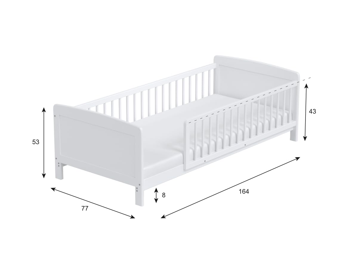 Love For Sleep Cuna Convertible en Cama 160x80cm con Barrera de Seguridad Pino Zane Juego Completo de Cuna Madera
