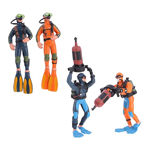 VALICLUD 4Pcs Miniature PVC Diver Figurines for Sand Table Scenes Educational for Micro Statues for Learning and Play