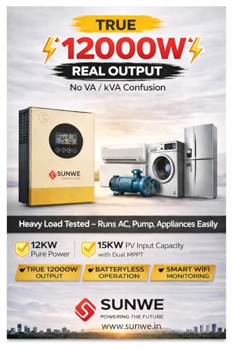 Image of Hybrid Solar Inverter 12KW 48V | Single Phase | Heavy Duty | Transformerless | On-Grid Off-Grid | Batteryless | Grid Export | WiFi | Supports Lithium & Lead-Acid | 2 Years Warranty
