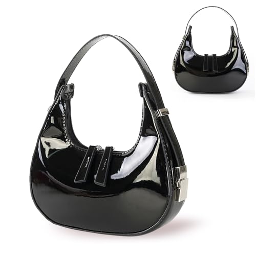 shoowyees Women's Crescent Shoulder Bags - Small Black Purse Y2k Top Handle Shoulder Hobo Tote Underarm Handbags Clutch bag (Black)