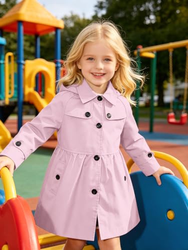 Image of Cromoncent Girl's Rain Jackets Waterproof Hoodie Trench Coat Cute Dress Coat Outerwear, 3-12 Years