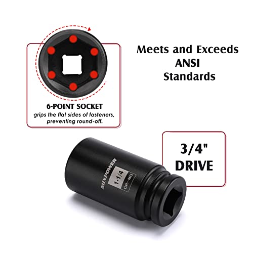 Image of MIXPOWER 3 /4-Inch Drive Deep Impact Socket Set, Inch, Cr-Mo, 6-Point, 1-Inch - 1-1 /2-Inch, 8-Piece 3 /4 inch Dr. Deep Spindle Axle Nut Impact Socket Set