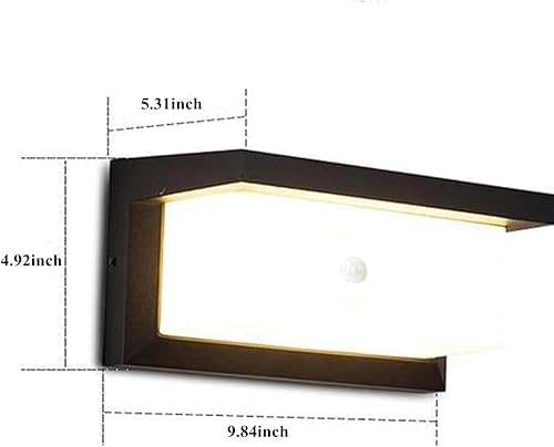 Miniatura 5 de iKenta Luces de porche al aire libre con sensor de movimiento, 18 W, 3500 K, IP54, impermeable, para pared, montaje en pared, para garaje, porche,