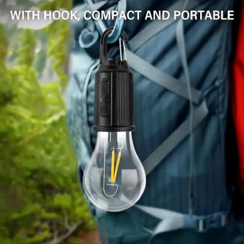 Image of Rechargeable LED Camping Lantern - Waterproof Hanging Tent Light with USB Charging & 3 Light Modes for Hiking, Emergency, Camping & Car Repair (Pack of 1)